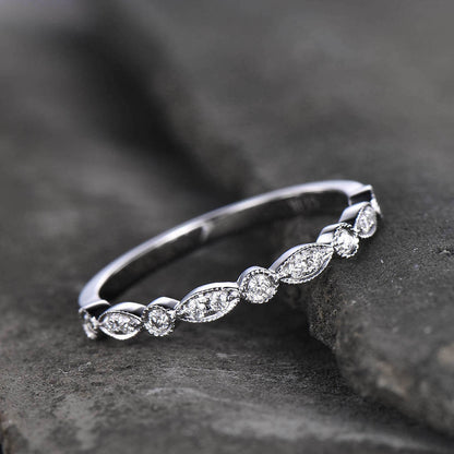 white gold wedding band-BBBGEM Half Eternity Band