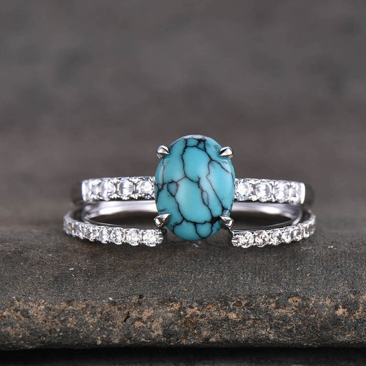 Turquoise Bridal Set White Gold