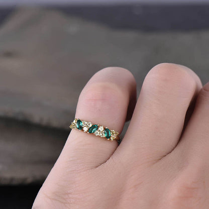 emerald and peridot wedding band-Yellow Gold Peridot Wedding Bands