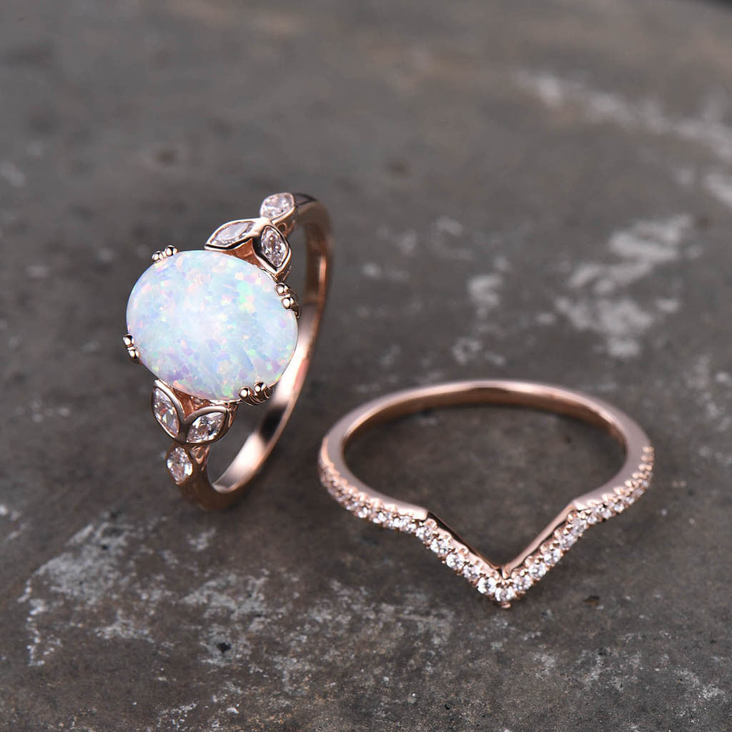 White Gold Opal Ring-BBBGem Opal Rings