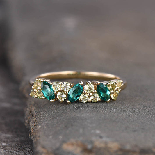 emerald and peridot wedding ring-emerald peridot wedding band