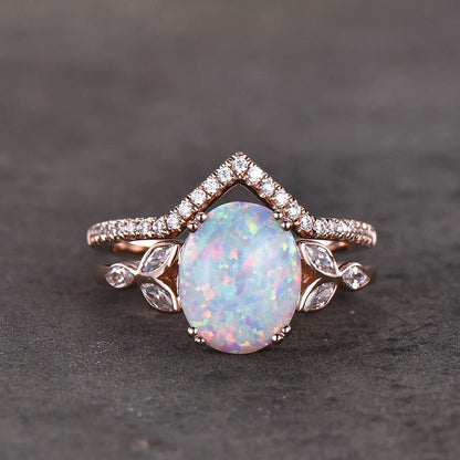 Opal Silver Engagement Rings-BBBGem Opal Rings