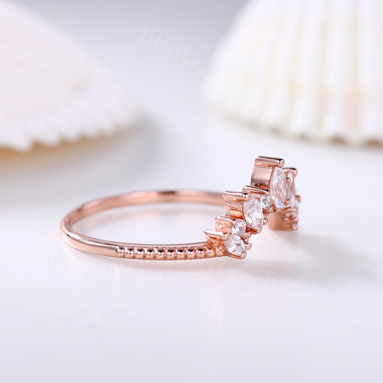 Rose Gold Moissanite Ring-BBBGEM Moissanite Wedding Bands