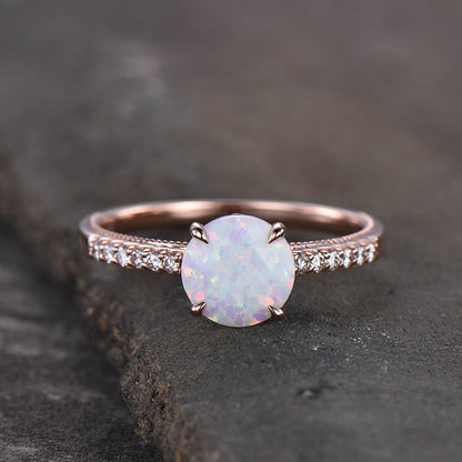 Female Opal Solitaire Engagement Ring Rose Gold