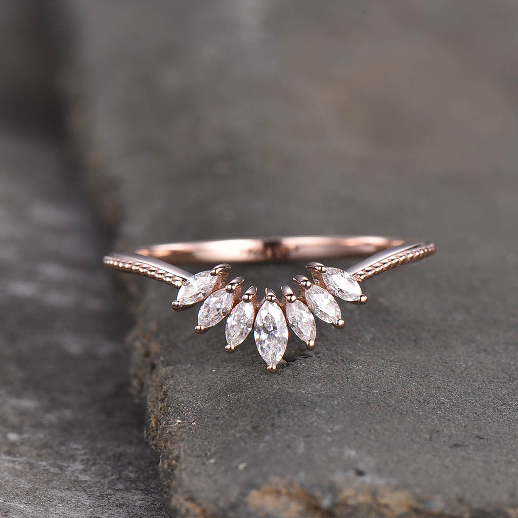 Moissanite Wedding Band Rose Gold