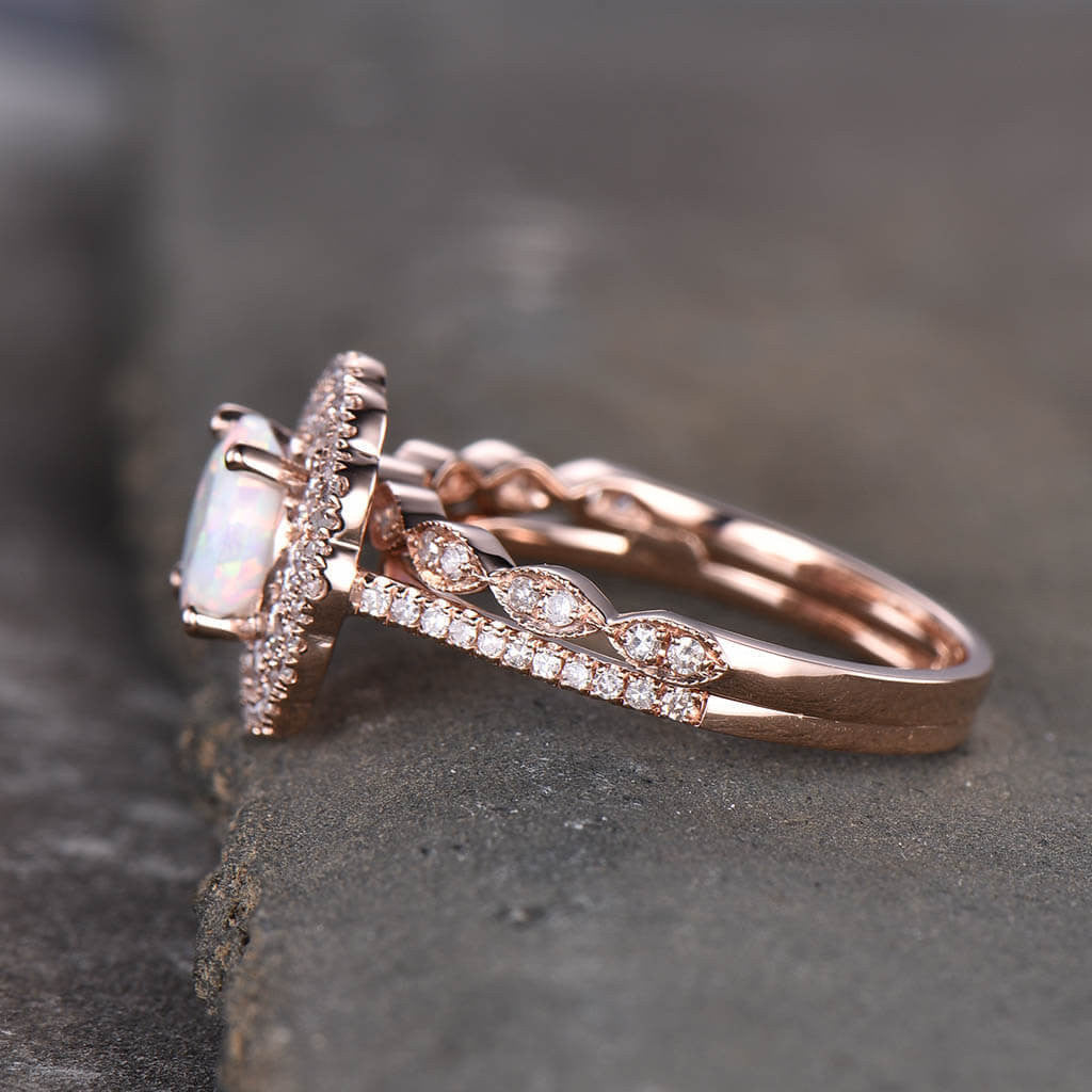 rose gold opal wedding ring -rose gold opal engagement rings