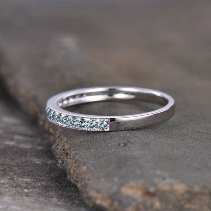 Alexandrite Wedding band white gold