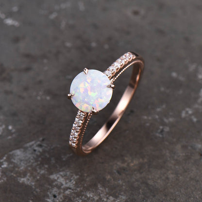 Opal Engagement Ring Rose Gold