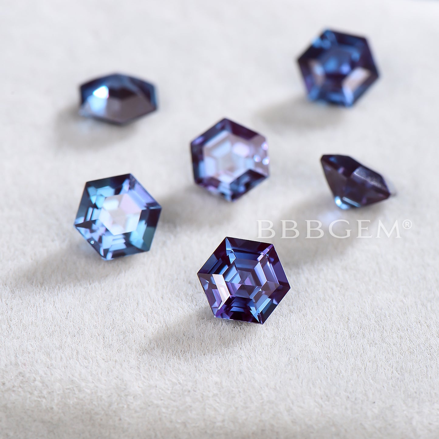 Wholesale Hexagon Cut Color Change Alexandrite June Birthstone