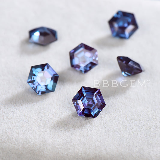 Wholesale Hexagon Cut Color Change Alexandrite June Birthstone