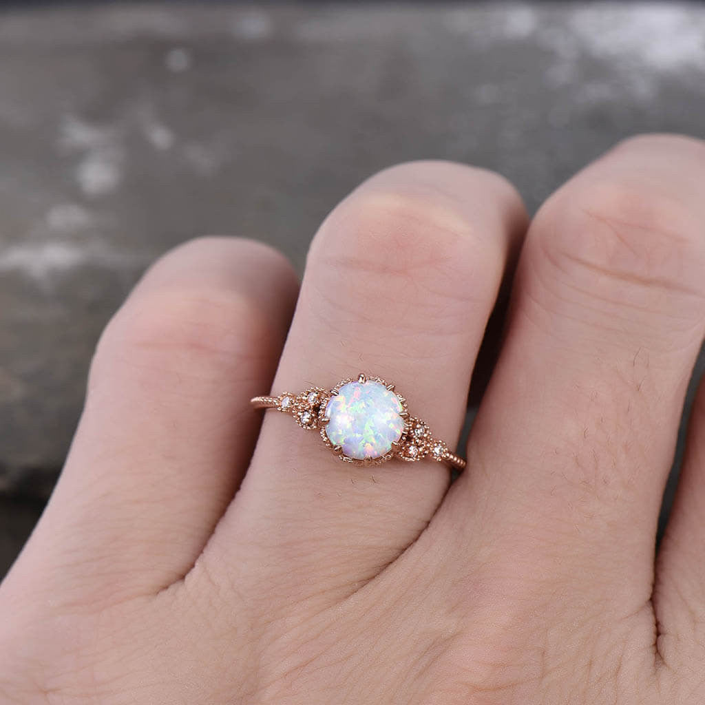 Opal Engagement Ring rose gold