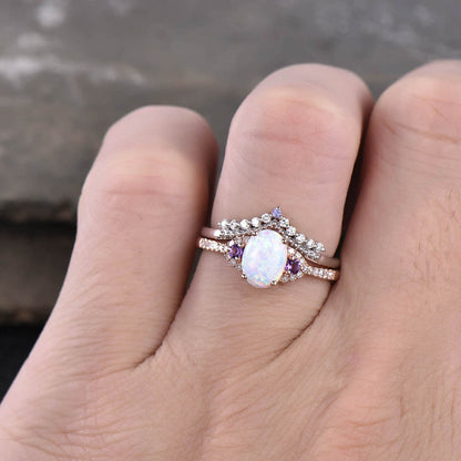 Opal Engagement Ring Set