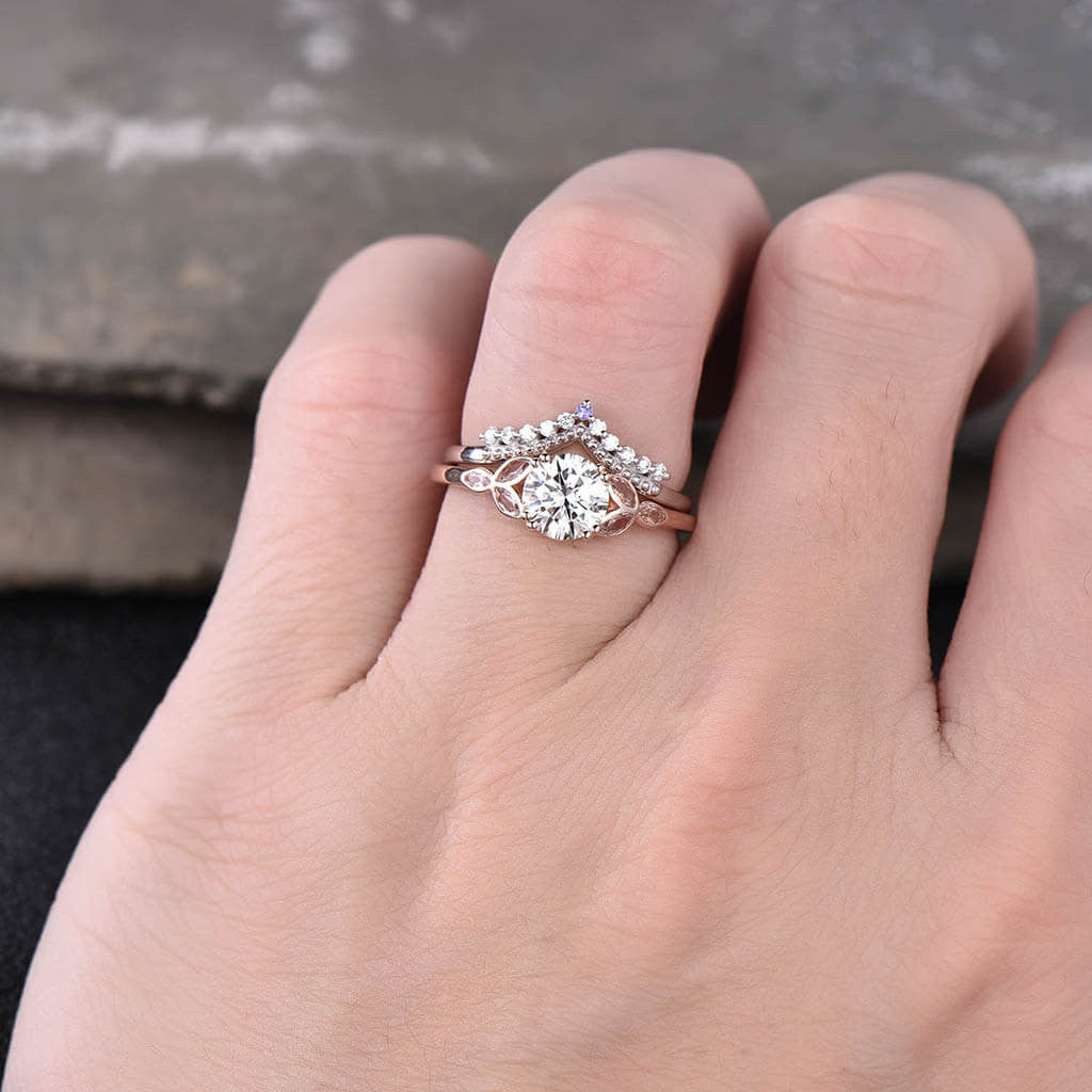 Custom Moissanite Bridal Set Gold