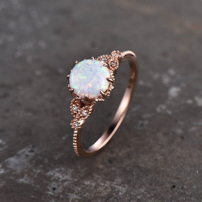 Opal Engagement Ring rose gold