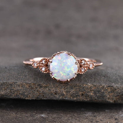 Opal Solitaire Engagement Ring