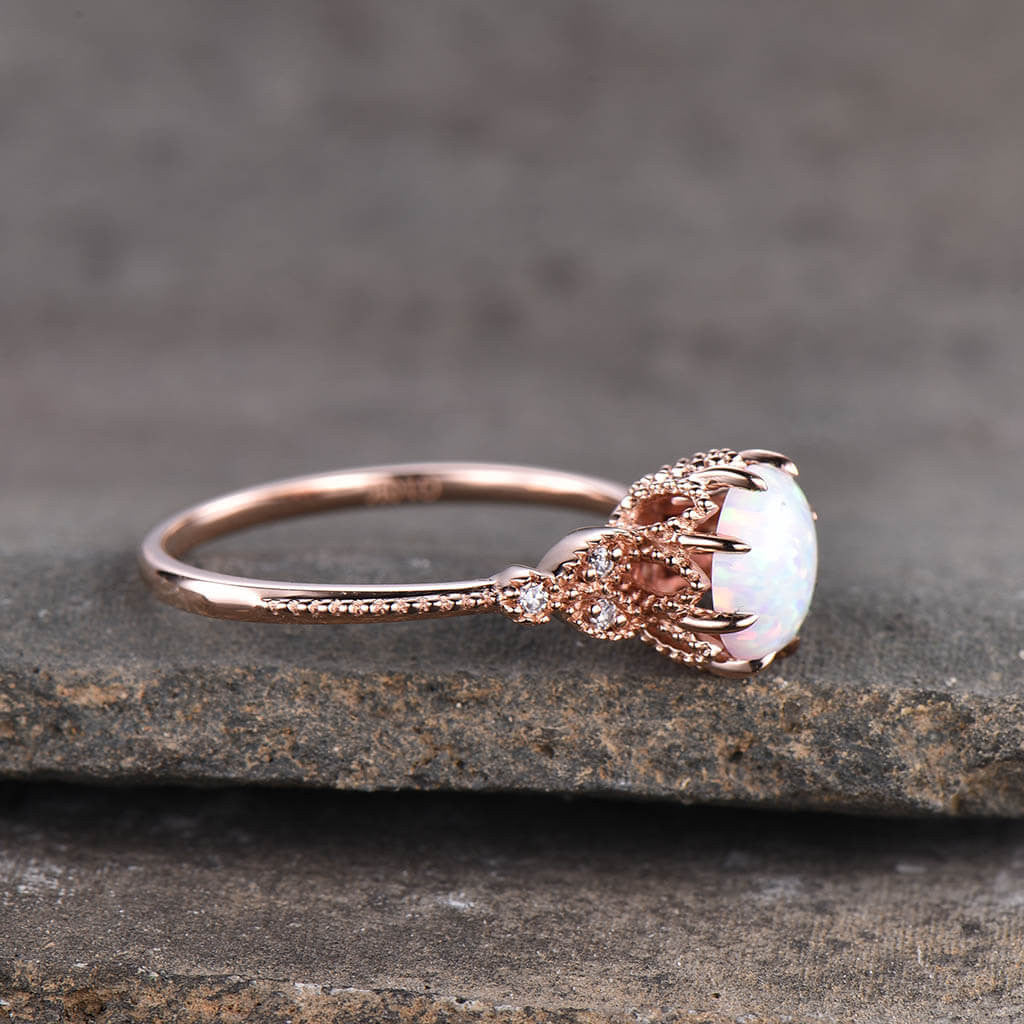 Opal Engagement Ring rose gold