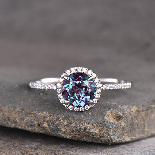 Alexandrite Engagement Ring White Gold