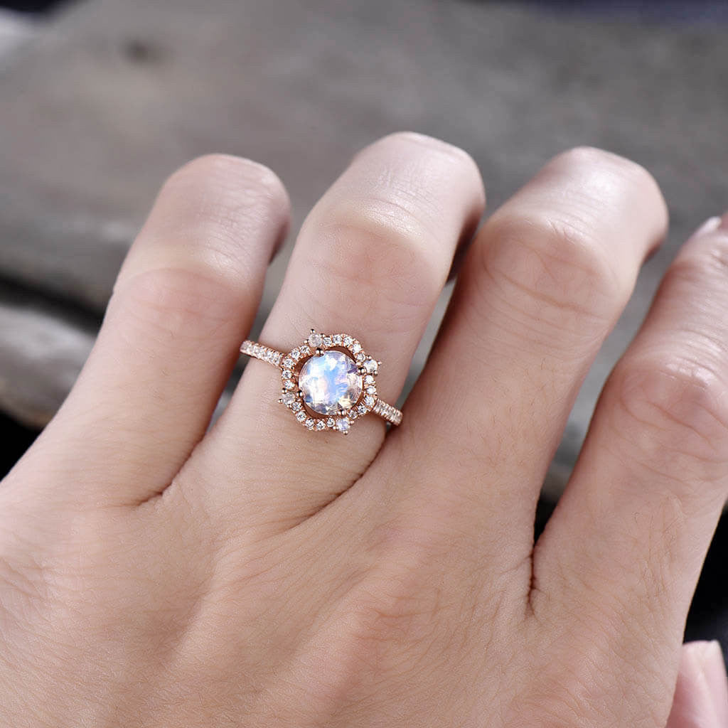 rainbow moonstone ring