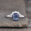 Floral Alexandrite And Dianond Engagement Ring Five Stones
