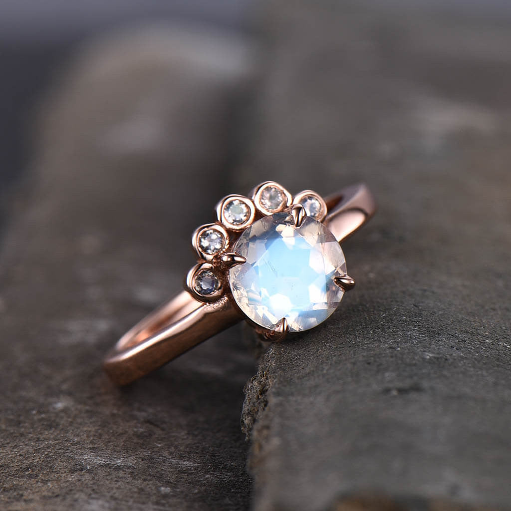 rainbow moonstone engagement ring