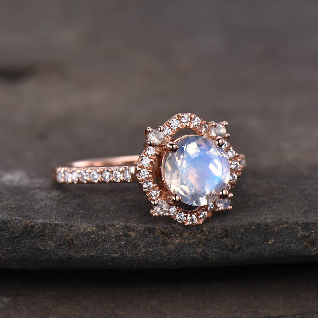 rose gold moonstone ring