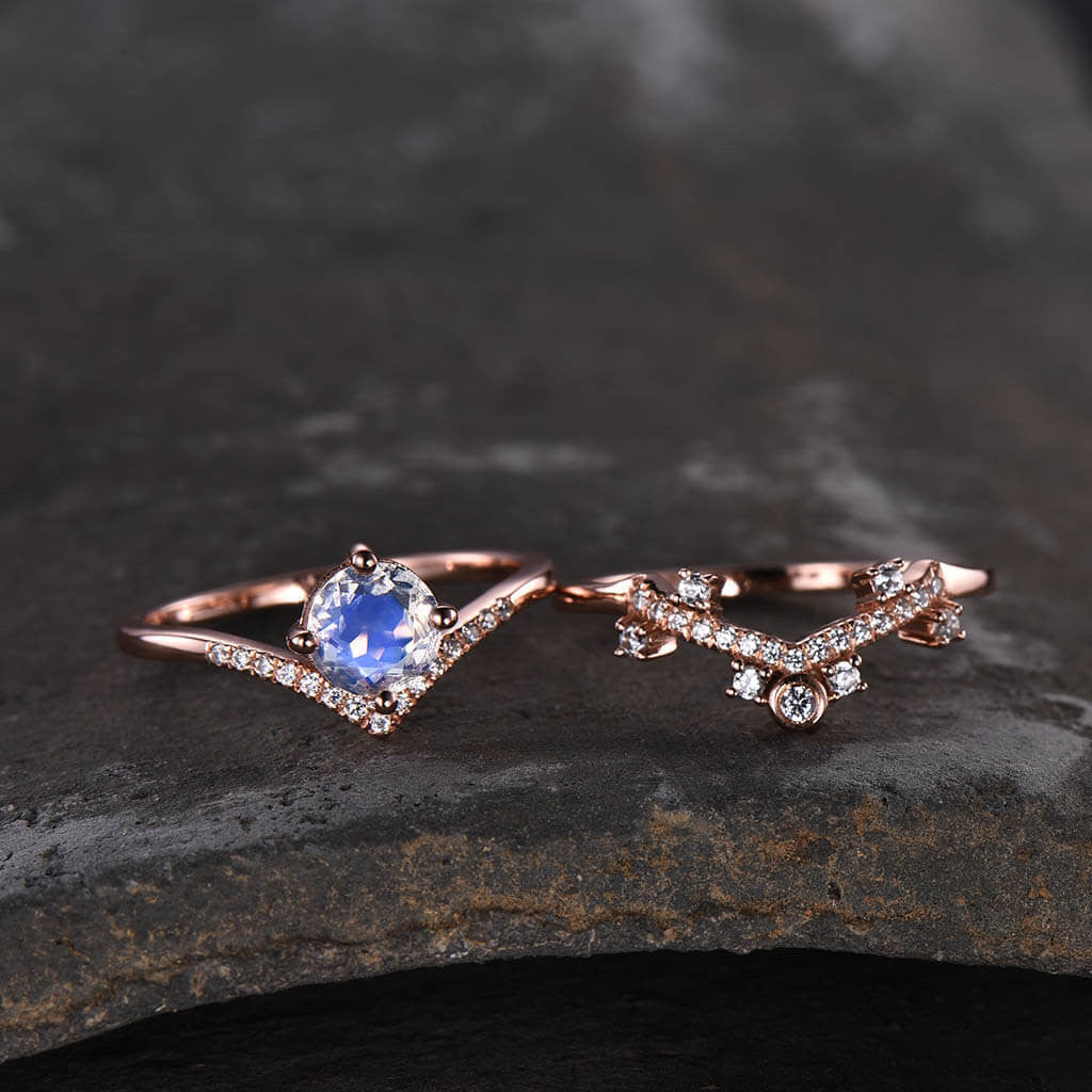 Moonstone Bridal Set Rose Gold