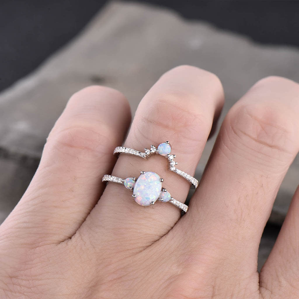 Three Stone Opal Ring-BBBGem Opal Rings