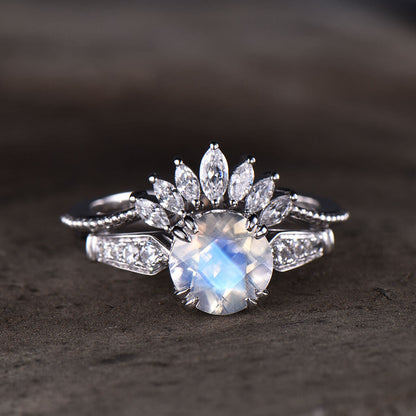 Moonstone engagement ring white gold