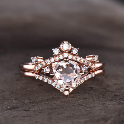 Morganite Bridal Set Rose Gold