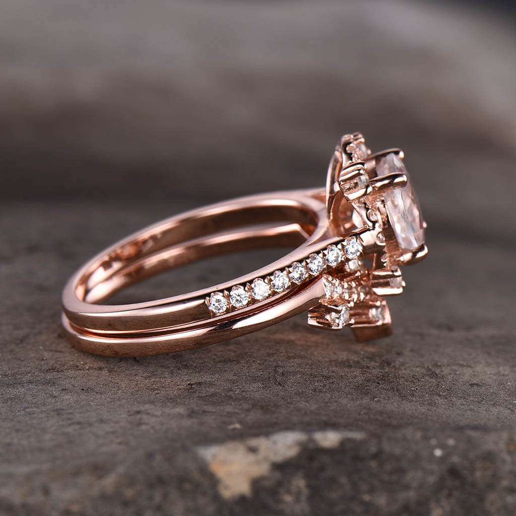 rose gold moonstone engagement ring