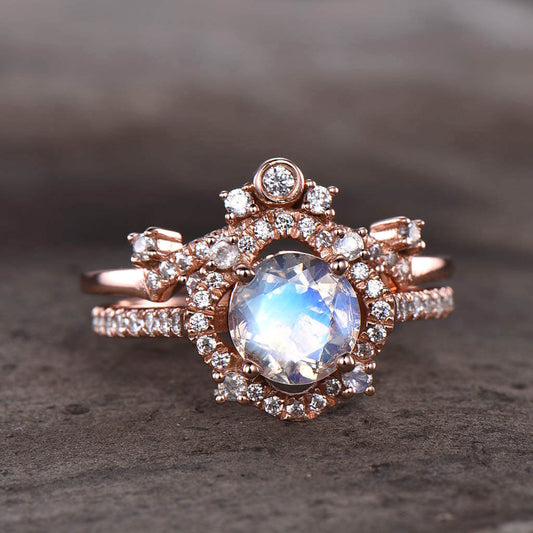 moonstone engagement ring set