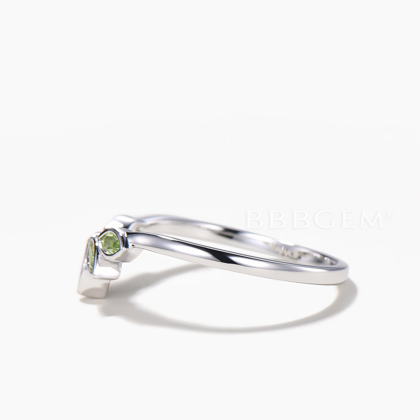 Marquise Cut Natural Peridot Matching Band 5 Stone Bezel Settings Wedding Band