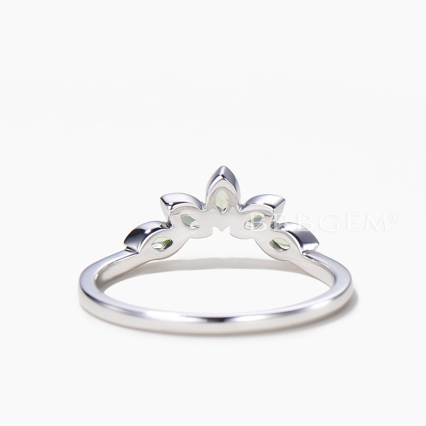 Marquise Cut Natural Peridot Matching Band 5 Stone Bezel Settings Wedding Band