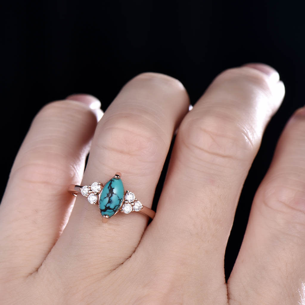 Marquise Turquoise Engagement Ring