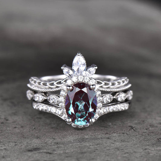 custom alexandrite engagement ring set