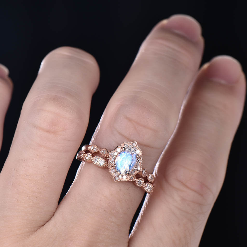 vintage moonstone wedding set