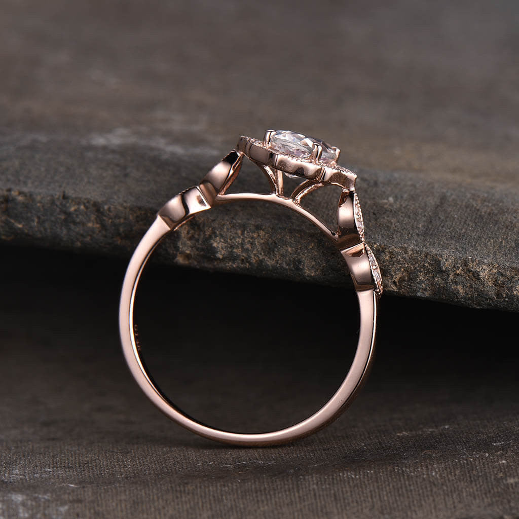 Moonstone Engagement Ring Rose Gold engagement ring Vintage-BBBGEM Moonstone Ring