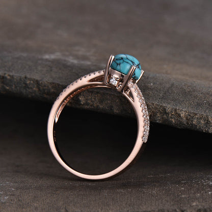 Turquoise Engagement Ring Split Shank