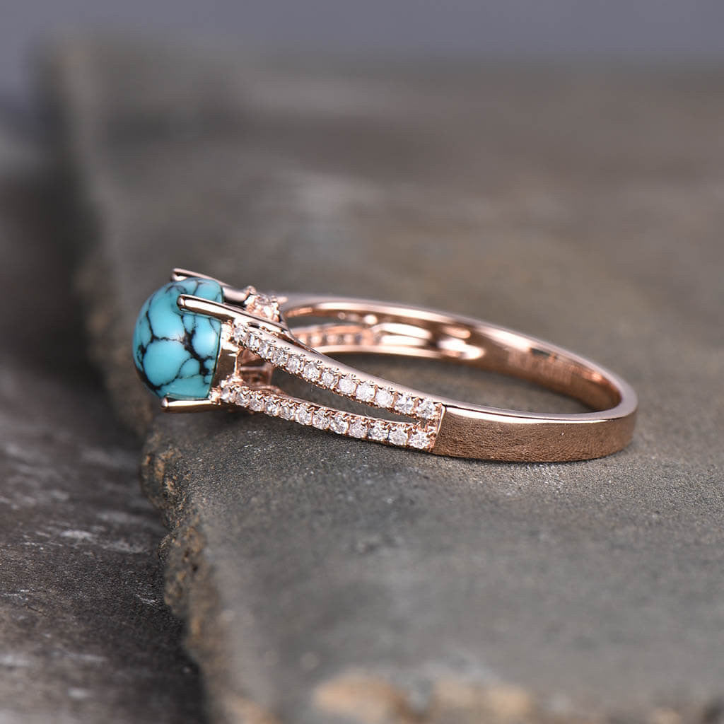 Turquoise Engagement Ring Split Shank