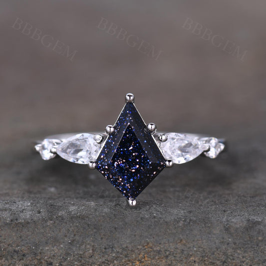 Kite Cut Blue Sandstone Ring-BBBGEM Kite Cut Blue Sandstone Ring