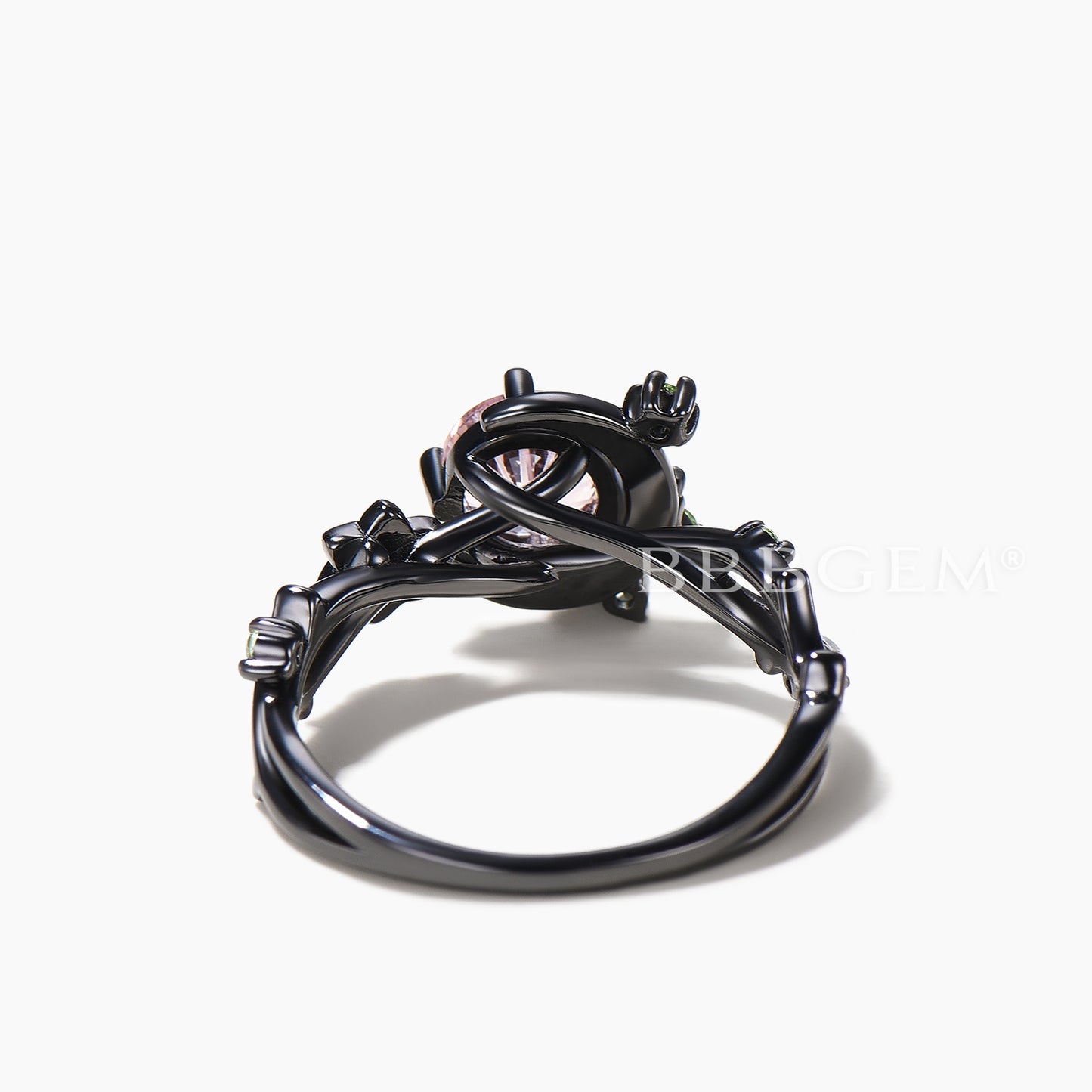 Firework Cut Padparadscha Sapphire Moon Celestial Peridot Split Shank Ring