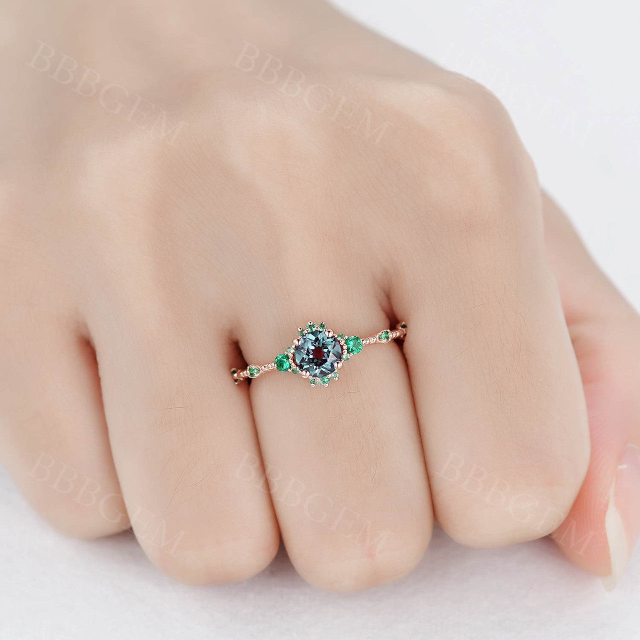 Emerald Wedding Band-BBBGEM Alexandrite Engagement Ring