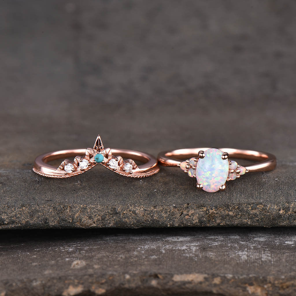 rose gold opal engagement ring