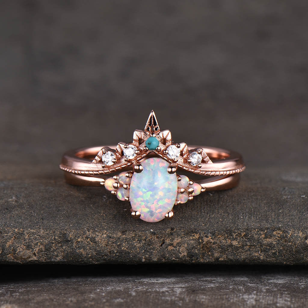 white opal engagement rings