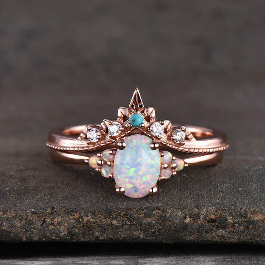 opal engagement ring set