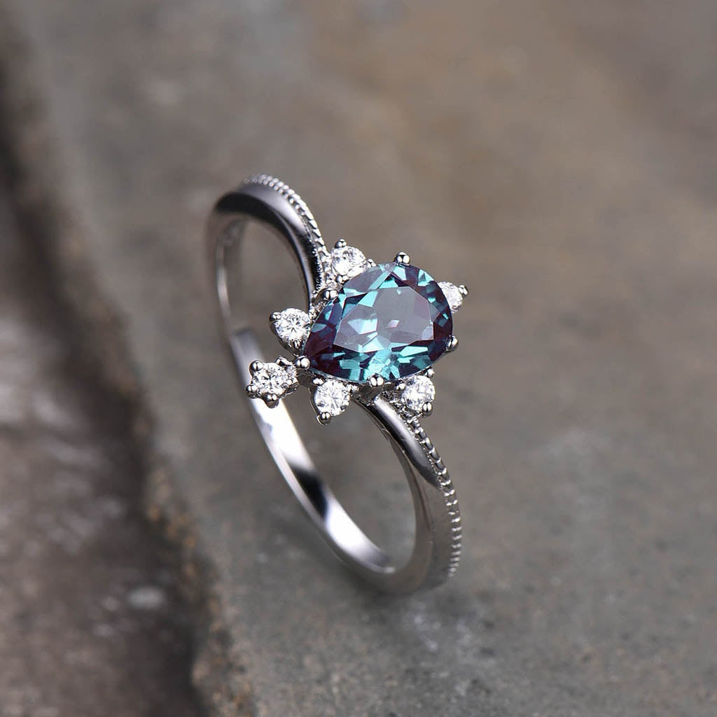 Alexandrite ring white gold