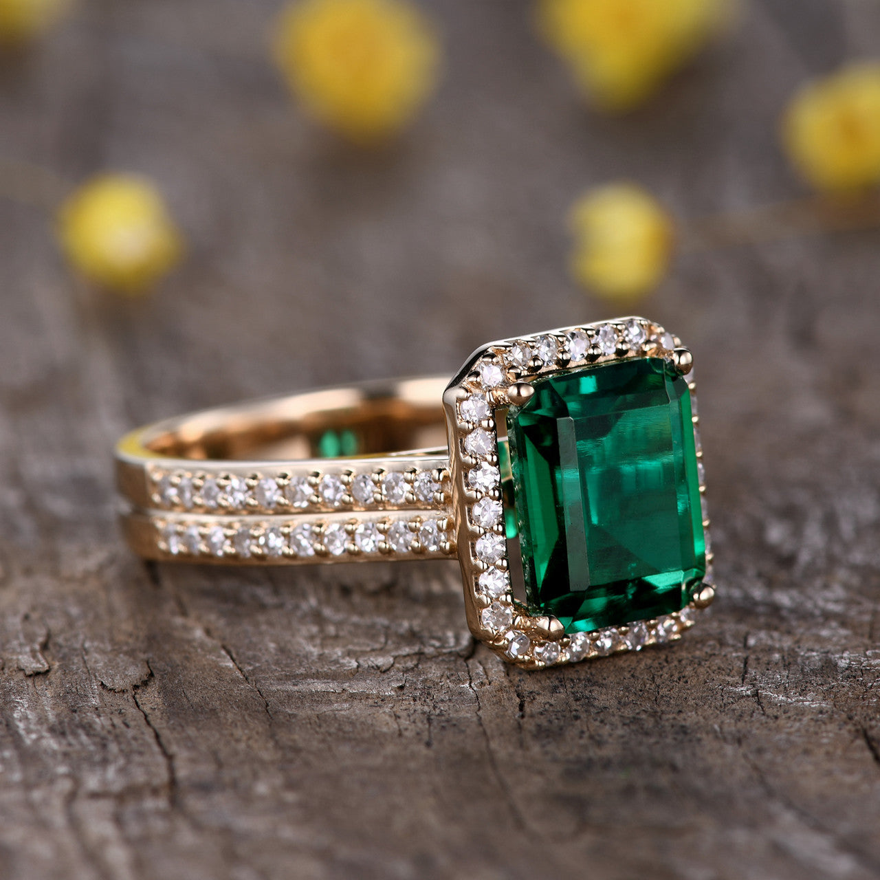 Emerald Diamond Engagement Rings-BBBGEM Emerald Engagement Rings