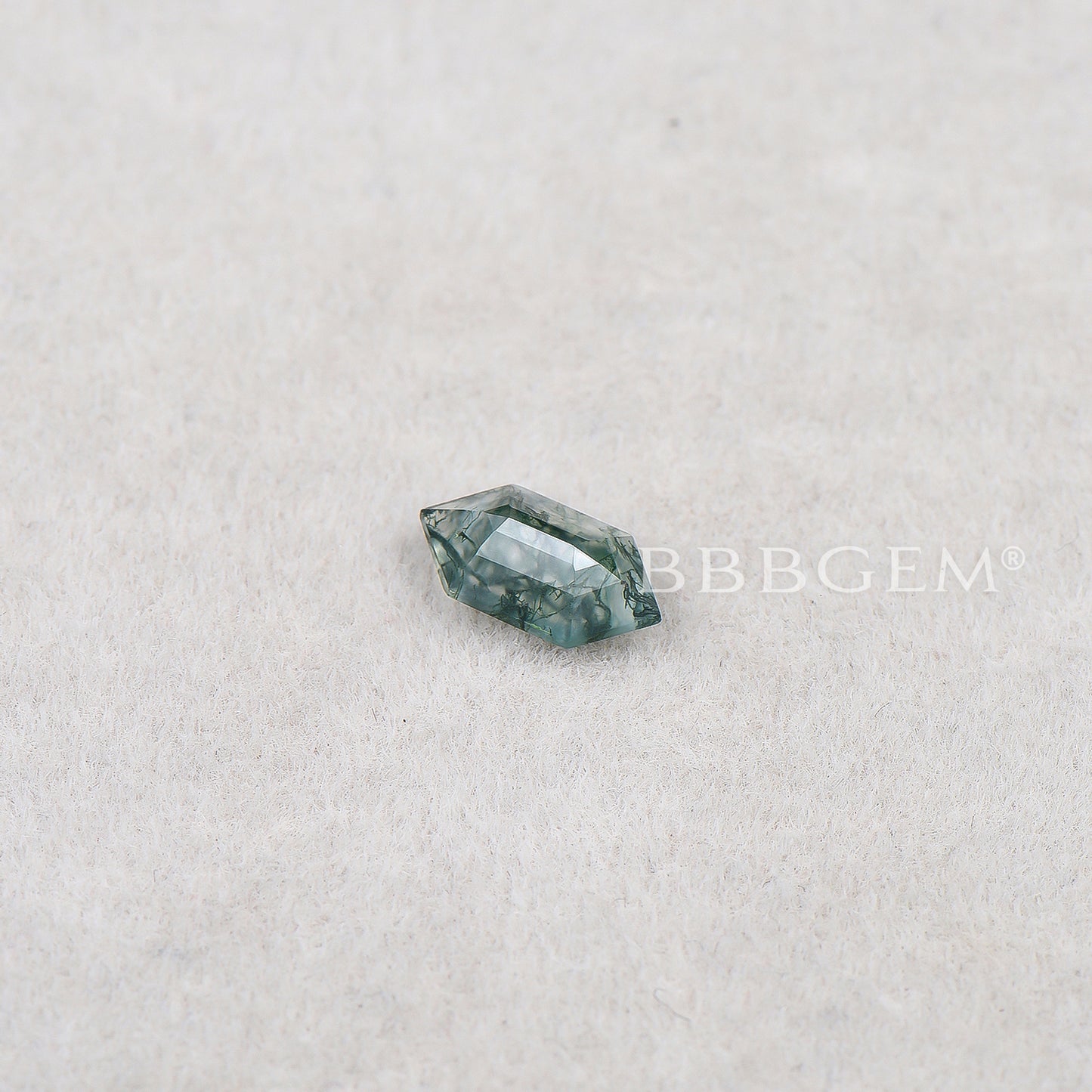 Long Hexagon Green Natural Moss Agate Faceted Loose Green Gemstone