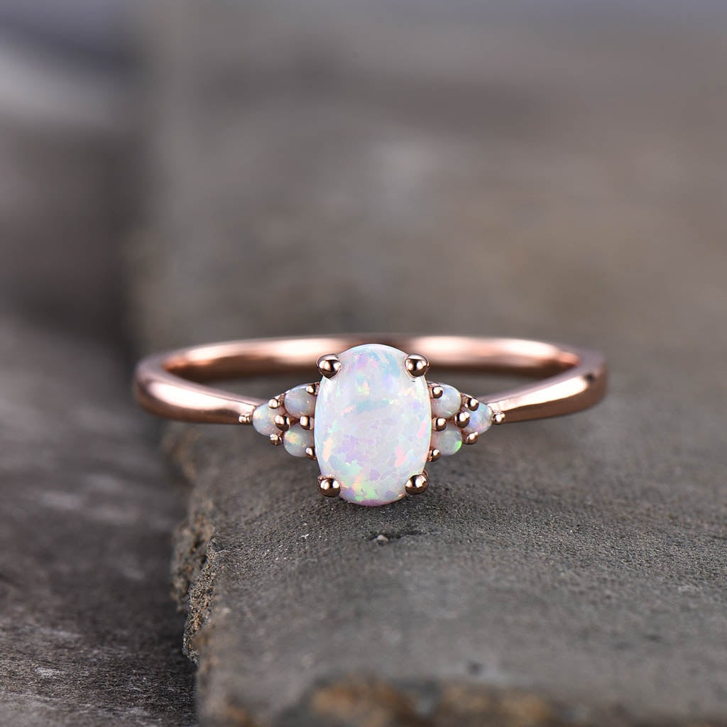 australian opal engagement ring-BBBGEM Rose Gold Opal Engagement Rings