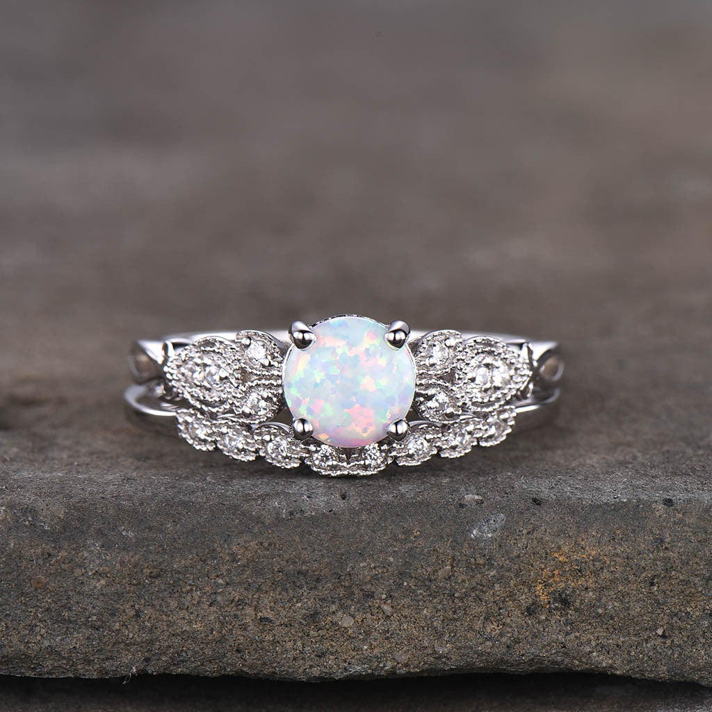 opal engagement ring set